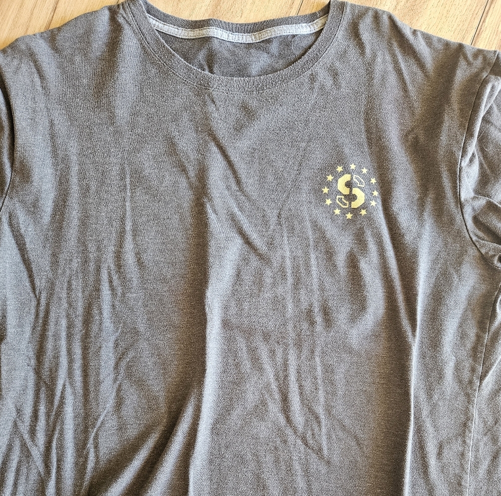Gray T-Shirt with Gold Logo
